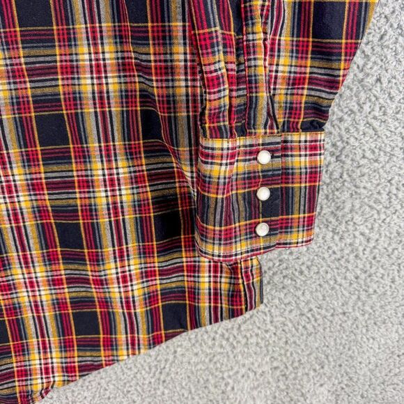 Wrangler Western Shirt Mens XXL Red Black‎ Plaid Cowboy Pearl Snap Farm Ranch - Picture 6 of 13